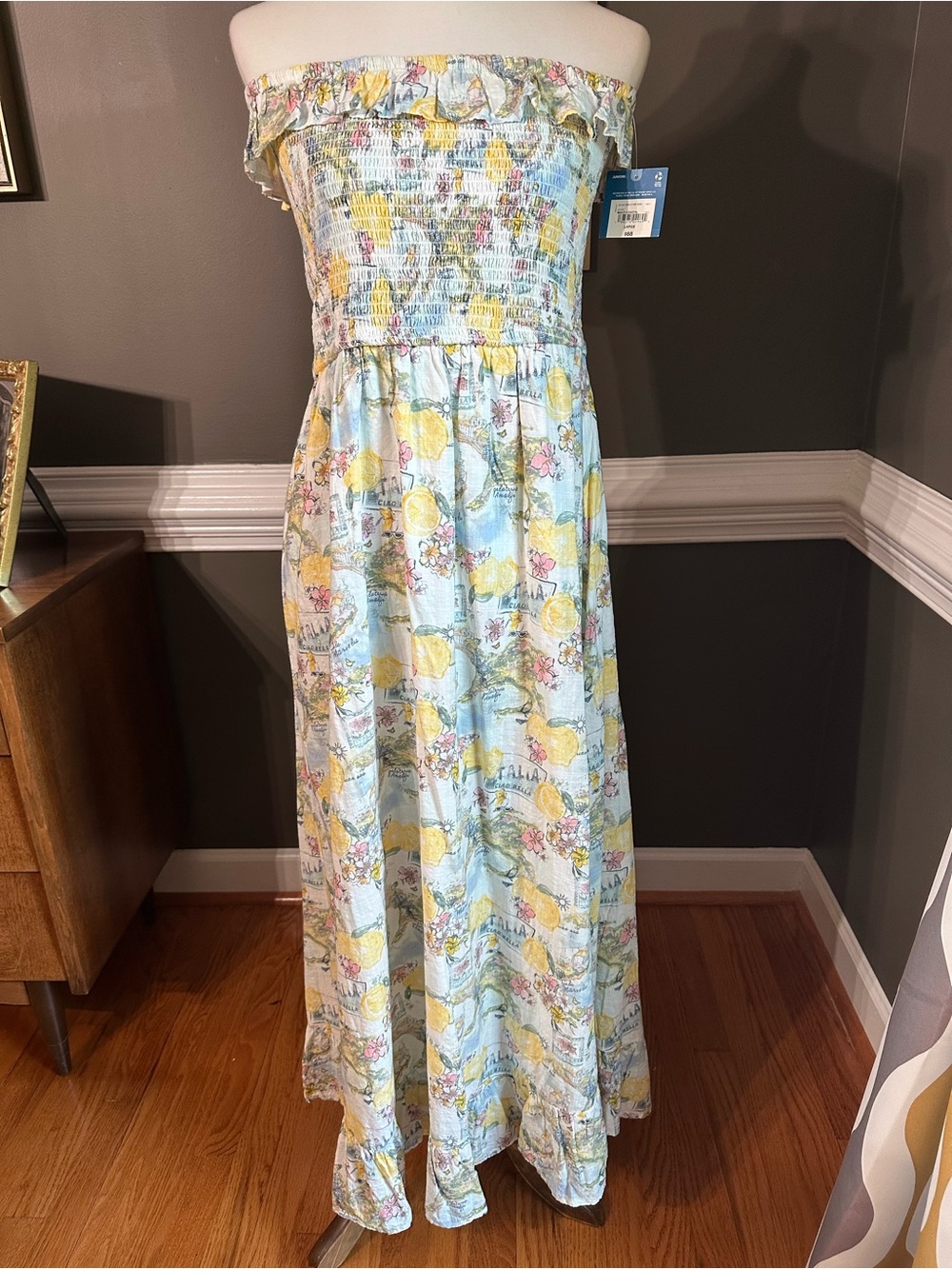 Arizona Jean Company Italian postcard Strapless Maxi Dress. Juniors size large